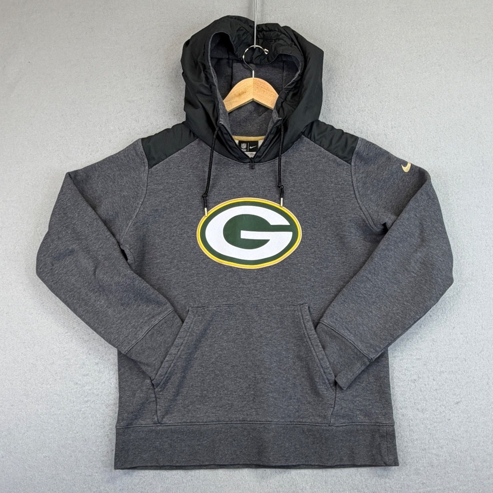 Nike Green Bay Packers Hoodie Mens Medium Grey NFL Football Pullover